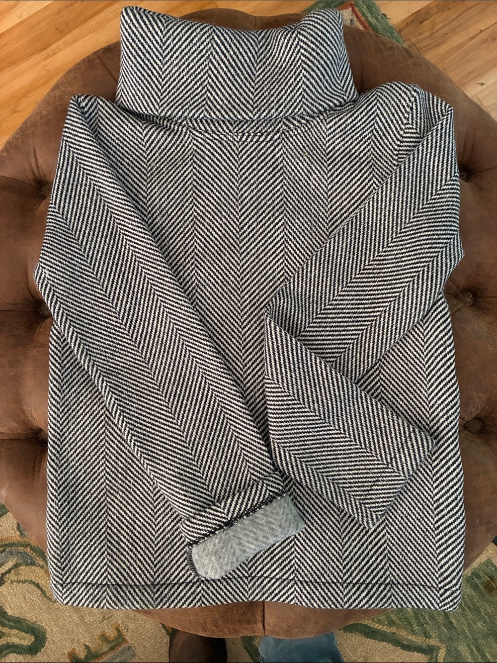 J. Crew Herringbone Turtleneck Sweater - Black & White